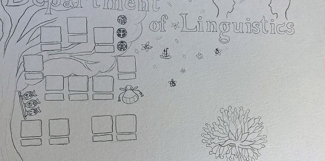 Iris Jia's sketch for the bulletin board
