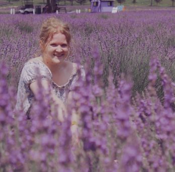 Grace in a field of lavender blooms 