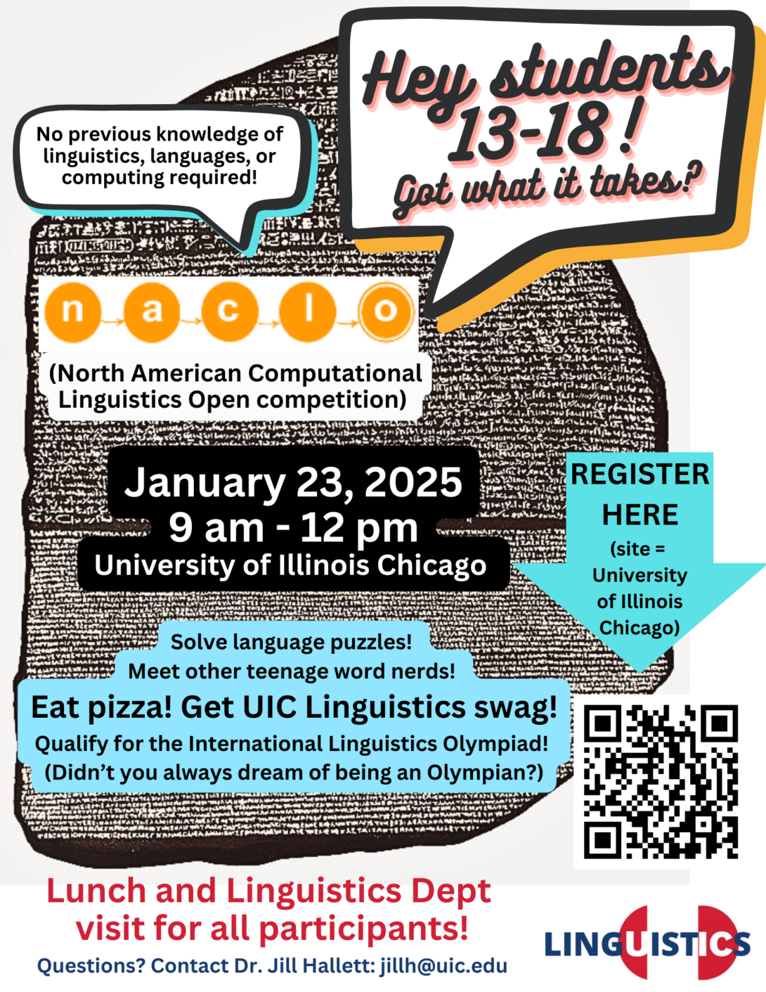 Flyer for NACLO January 23, 2025 at UIC